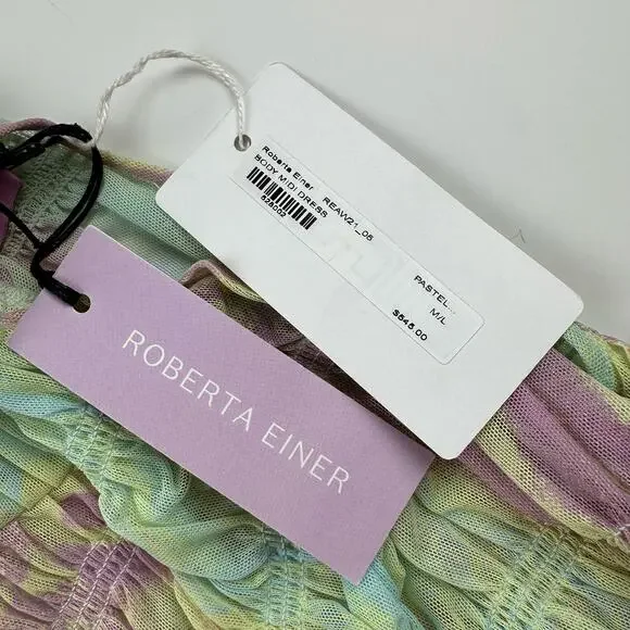 Roberta Einer Rainbow Bodycon Midi Dress Pastel Sheer Medium Large 10 - Picture 11 of 16